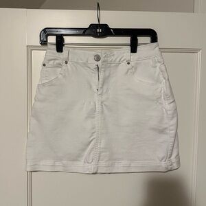 Small white mini skirt denim